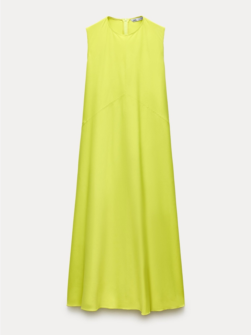 Zara ZW Collection Sleeveless Chartreuse Maxi Dress Size Medium